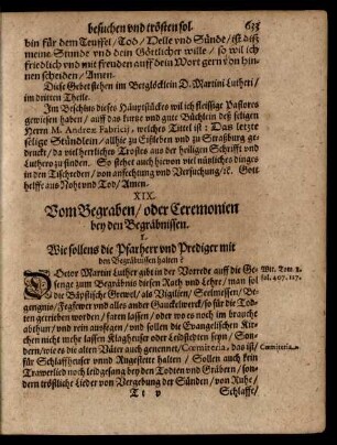 XIX. Vom Begraben/ oder Ceremonien bey den Begräbnissen.