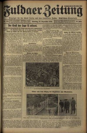 Erste Ausgabe vom Sonntag, den 15. Dezember 1929.
