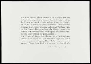 Textdruck des Künstlers Robert Wolfgang Schnell aus der Mappe Neue Stadtlandschaften, o.T., 1974