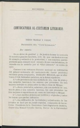 Convocatoria al certamen literario.