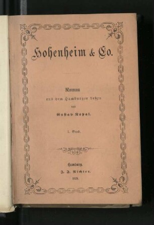 Bd. 1: Hohenheim & Co. : Roman aus dem Hamburger Leben