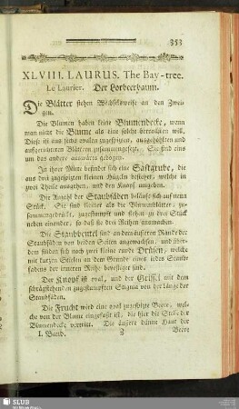 XLVIII. Laurus. The Bay-tree. Le Laurier. Der Lorbeerbaum