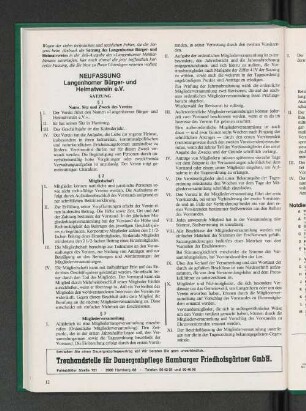 Neufassung Langenhorner Bürger- und Heimatverein e.V. Satzung