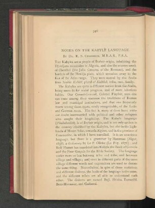 Notes on the Kabyle Language.
