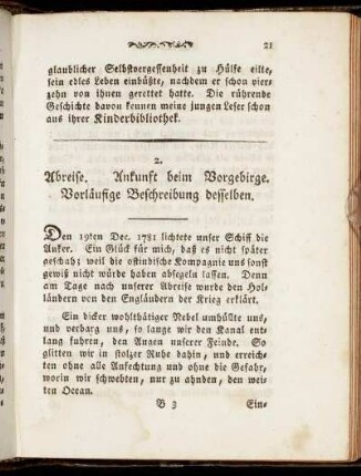 2. Abreise. Ankunft beim Vorgebirge. Vorläufige Beschreibung desselben
