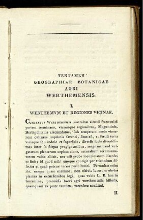 Tentamen Geographiae Botanicae Agri Werthemensis.