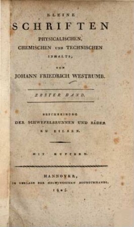 Beschreibung der Gesundbrunnen und Schwefelbäder zu Eilsen in der Grafschaft Schaumburg : mit Kupfern