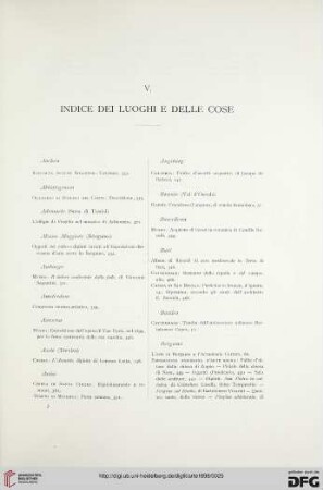 V. Indice dei luoghi e delle cose