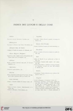V. Indice dei luoghi e delle cose