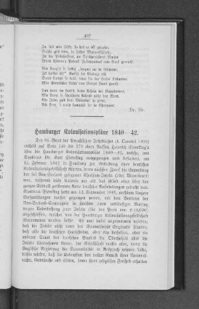 Hamburger Kolonisationspläne 1840--42.
