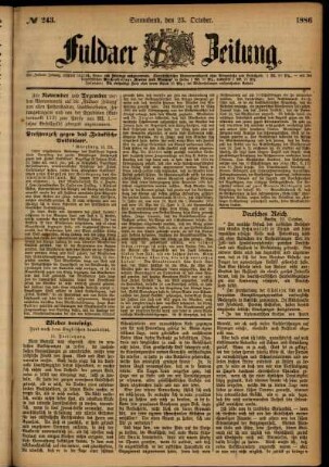 Ausgabe vom Samstag, den 23. Oktober 1886.