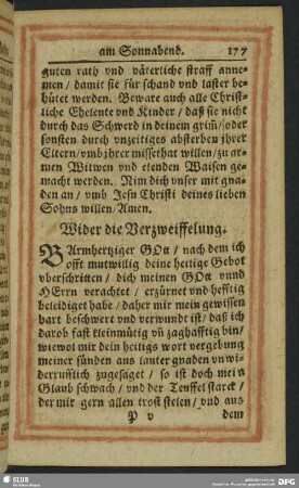 Wider die Verzweiffelung