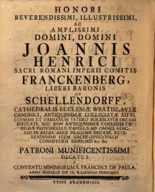 Panegyricus Divo Francisco Salesio ... dictus 1759