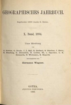 Geographisches Jahrbuch. 10. 1884 (1885)