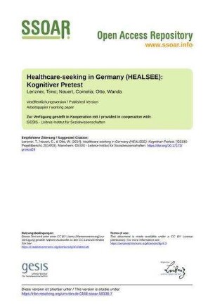 Healthcare-seeking in Germany (HEALSEE): Kognitiver Pretest