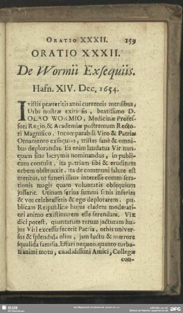 Oratio XXXII. De Wormii Exsequiis