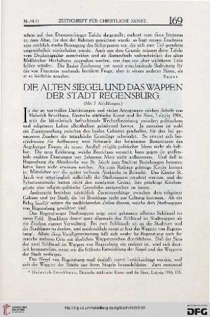 Die alten Siegel und das Wappen der Stadt Regensburg