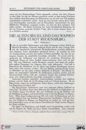 Die alten Siegel und das Wappen der Stadt Regensburg