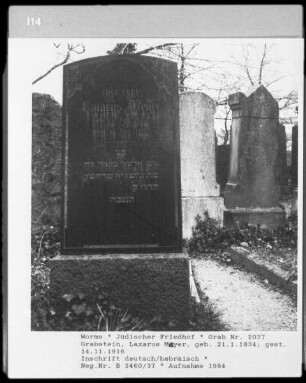 Grabstein von Lazarus Meyer (gestorben 1916.11.14)