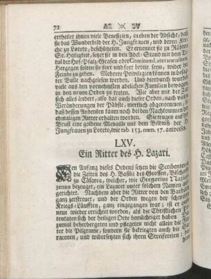 LXV. Ein Ritter des H. Lazari.