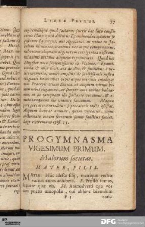 Progymnasma Vigesimum Primum. Malorum societas.