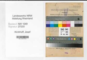 Entnazifizierung Josef Kirchhoff , geb. 31.07.1898 (Zugfuehrer)