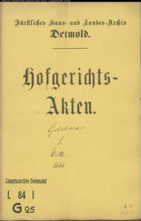 Gelshorn, Konrad, Sekretärs Kinder Vormunde gegen Ambrosius Witte - Schuldforderung