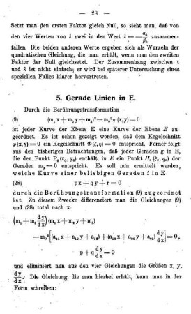 5. Gerade Linien in E.