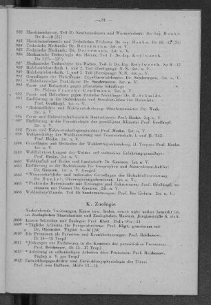 K. Zoologie
