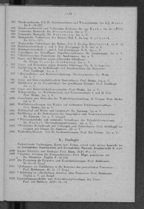 K. Zoologie