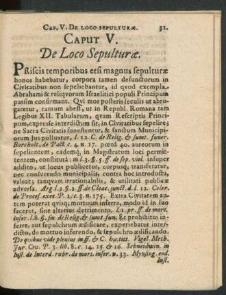 Caput V. De Loco Sepulturae.