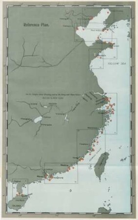 [Chart of China coast, showing position of lights and limits of customs districts]. Reference plan