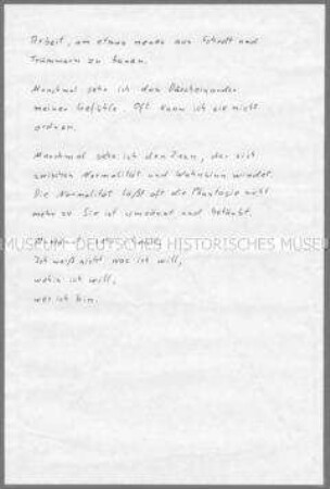 Handschriftlicher Text der Fotografin (Altersgruppe 18-21)