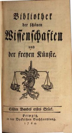 Bibliothek der schönen Wissenschaften und der freyen Künste. 11. 1764