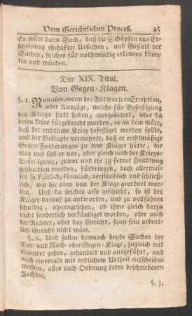 Der XIX. Titul. Von Gegen-Klagen