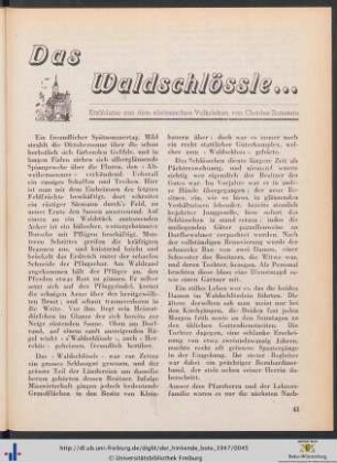Das Waldschlössle: Erzählung aus dem elsässischen Volksleben.