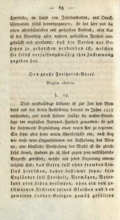 Der große Freiheitsbrief. Magna charta