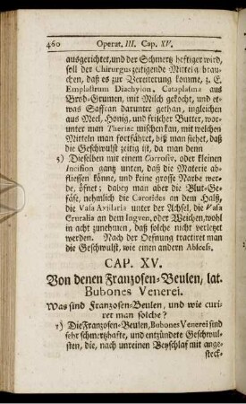 Cap. XV. Von denen Franzosen-Beulen, lat. Bubones Venerei.