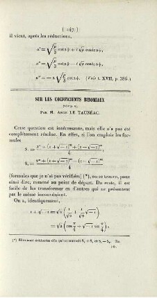 Sur les coefficients binomiaux.