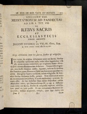 217-224, 22. De Rebus sacris & ecclesiasticis