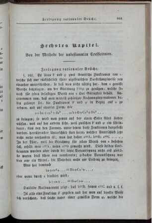 Sechstes Kapitel. Von den Methode der unbestimmten Coefficienten.