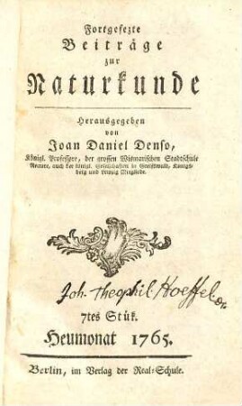 Monatliche Beiträge zur Naturkunde, [2]. Fortgesezte Beiträge zur Naturkunde