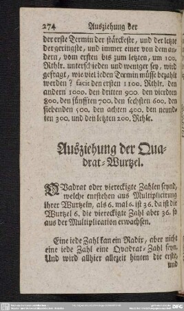 Ausziehung der Quadrat-Wurtzel