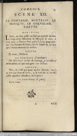 Scene XII. La Comtesse, Hortense, Le Marquis, Le Chevalier, Lisette
