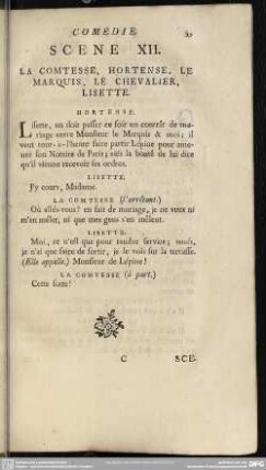 Scene XII. La Comtesse, Hortense, Le Marquis, Le Chevalier, Lisette