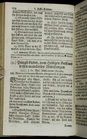 (9.) Pfingst-Lieder, vom heiligen Geist und dessen mancherley Würckungen
