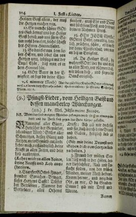 (9.) Pfingst-Lieder, vom heiligen Geist und dessen mancherley Würckungen