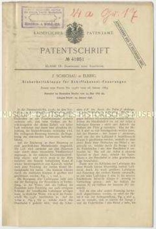 Patentschrift einer Sicherheitsklappe für Schiffskessel-Feuerungen, Patent-Nr. 41851