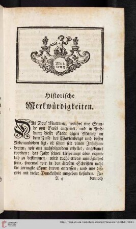 Historische Merkwürdigkeiten.