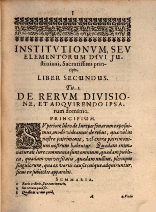 Henrici Boceri, ICti. Florenti In Academia Tubingensi Antecessoris, &c. Commentarius In Iustiniani Imperatoris Librum Secundum : in usum Studiosorum iuris conscriptus